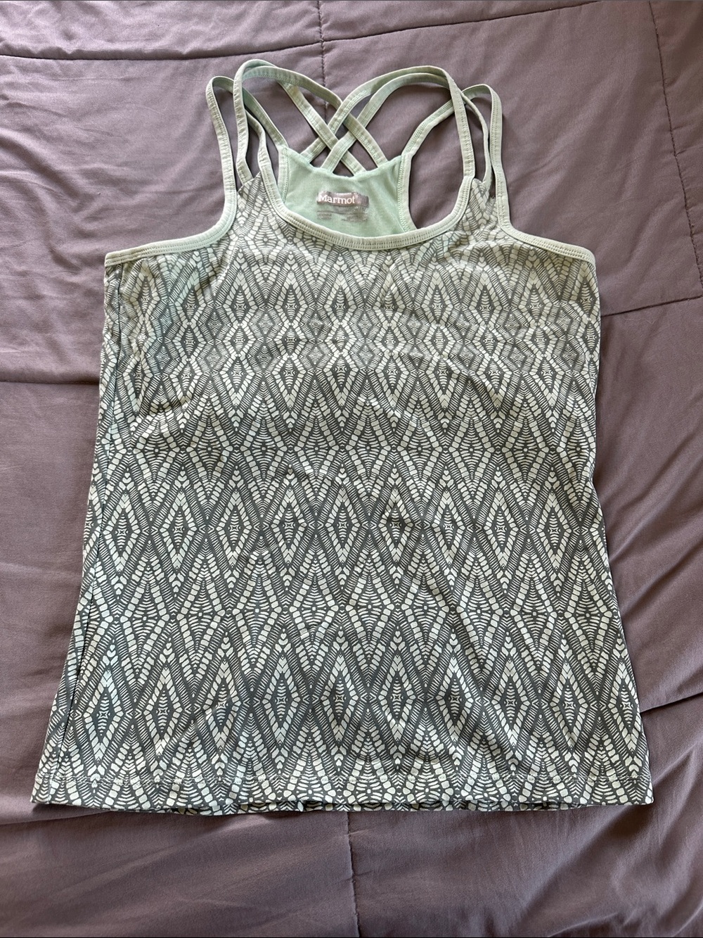 Marmot Mint Green Geometric Strappy Tank - Picture 4 of 6